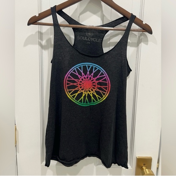 soulcycle Tops - SoulCycle Women's Grey Cotton Tank Top with Rainbow Wheel Size S Soul Cycle